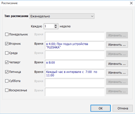 Расписание резервного копирования